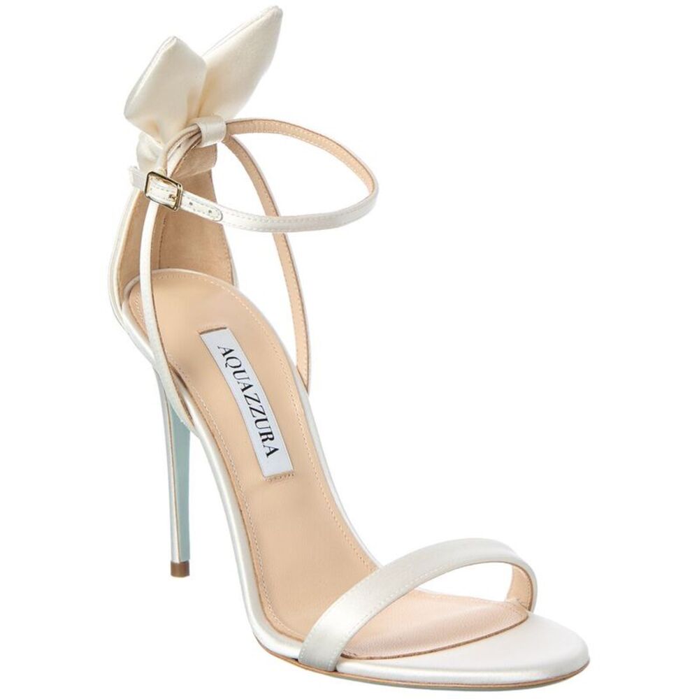 Aquazzura Bow Tie Satin Sandal, White